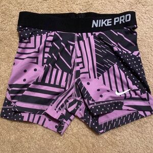 Purple Nike pro shorts 3 inch